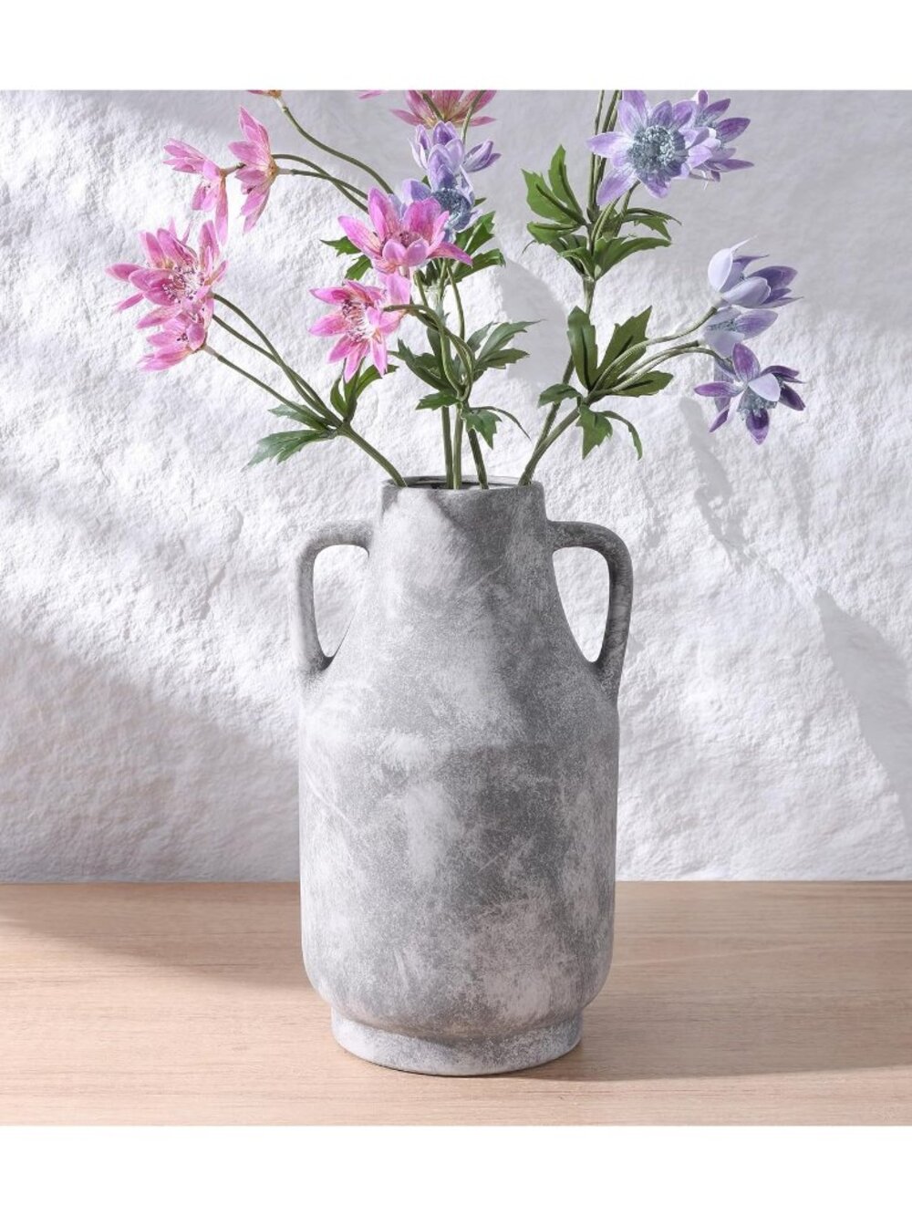 11 Inch Tall Ceramic Flower Vase With Handles Living Room Farmhouse Decorative